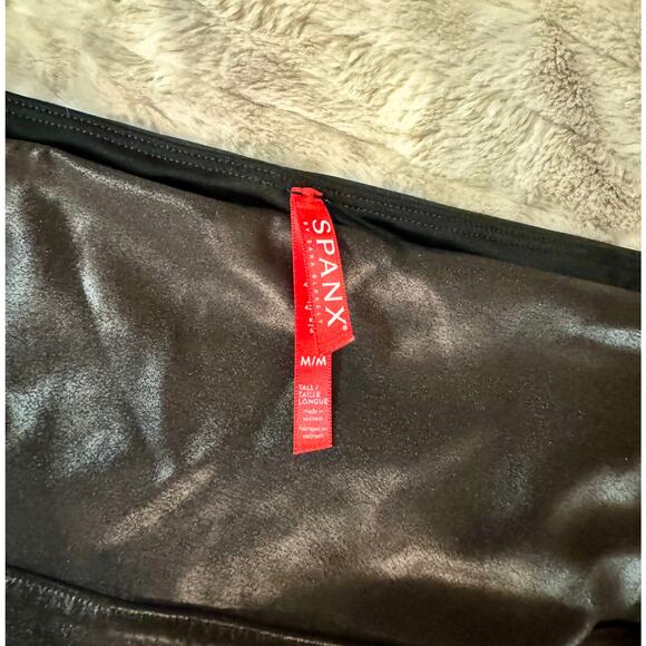 Spanx Faux Leather Leggings Women's Medium Tall High-Waisted Black Quiet Luxury - Picture 12 of 16